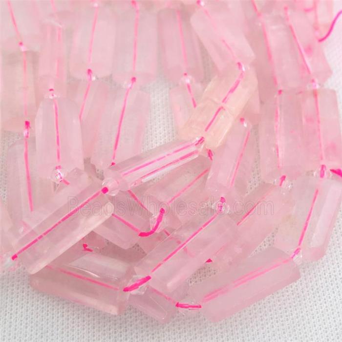 Rose Quartz Beads, faceted rectangle