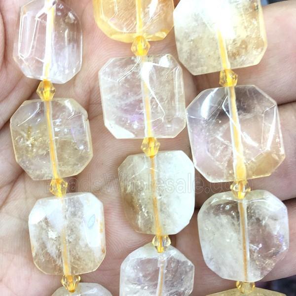 yellow Citrine square Beads