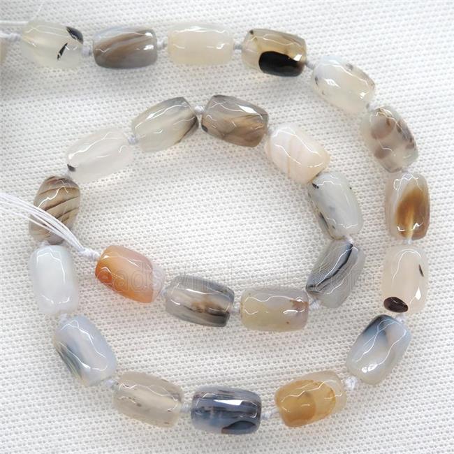 Heihua Agate Beads, faceted barrel