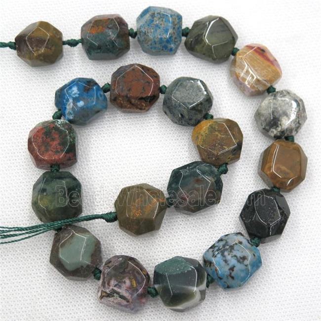 Ocean Agate beads, faceted freeform, multicolor