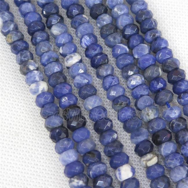 blue Sodalite beads, faceted rondelle