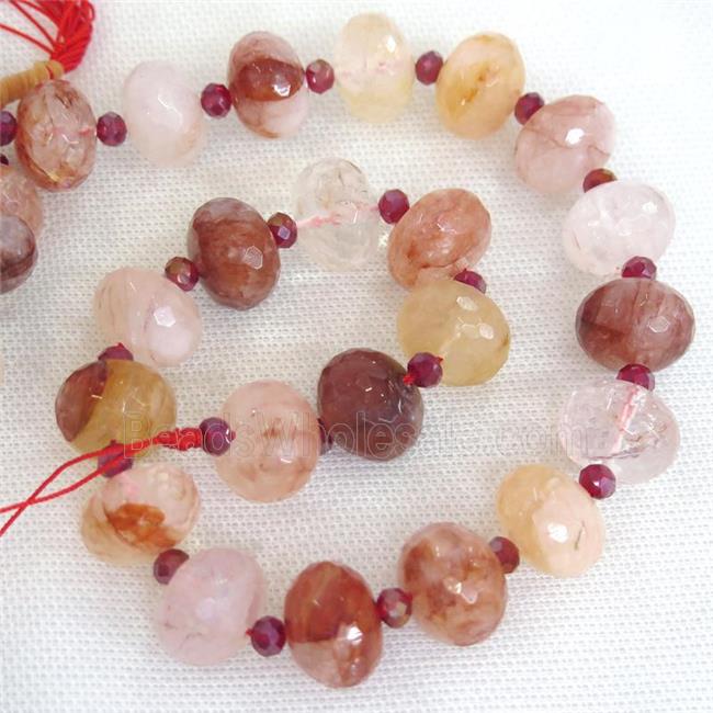 red Iron Quartz beads Ferruginous faceted rondelle