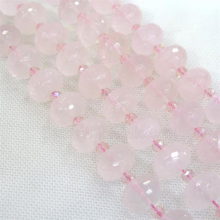 Rose Quartz Beads, faceted rondelle
