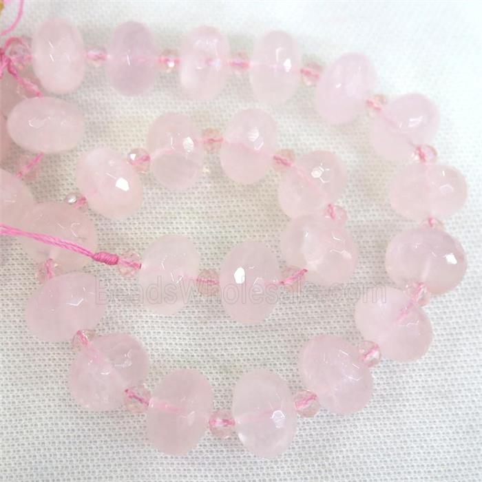 Rose Quartz Beads, faceted rondelle