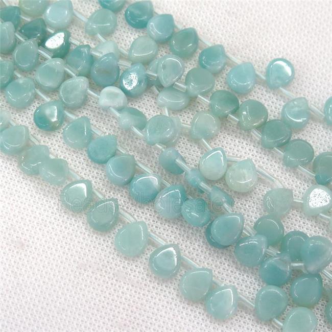blue Amazonite teardrop beads, top-drilled