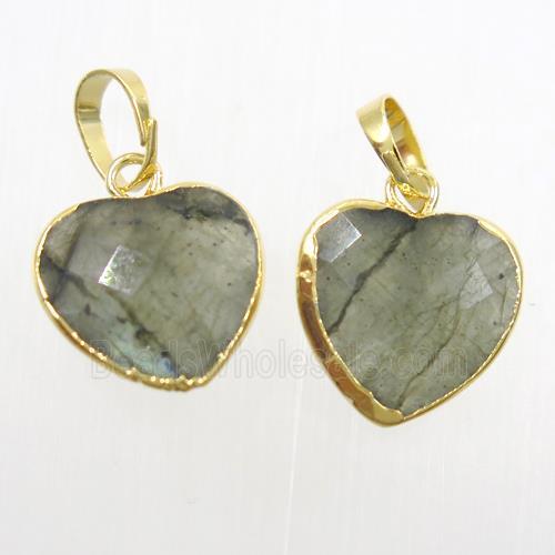 Labradorite heart pendant, gold plated