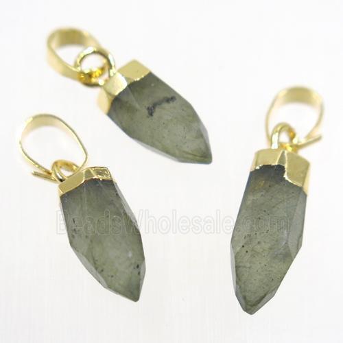Labradorite bullet pendant, gold plated