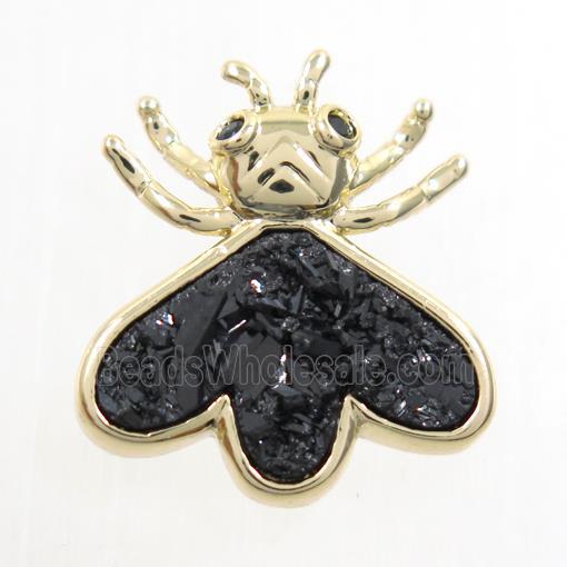 black druzy quartz honey pendant, gold plated