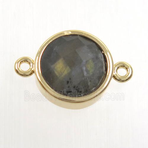 Labradorite malachite circle connector, gold plated