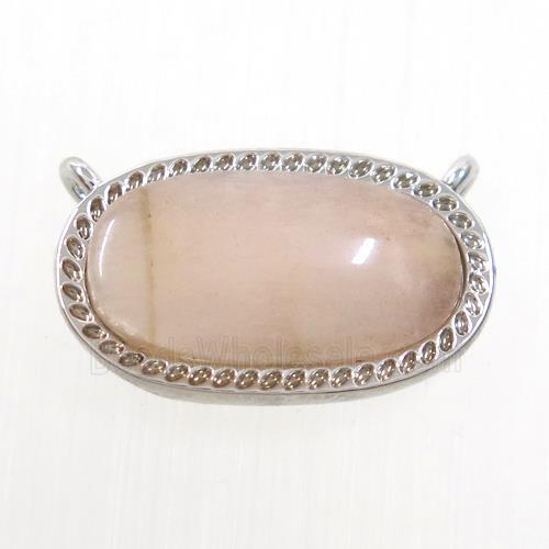 MoonStone oval pendant with 2loops, copper, platinum plated