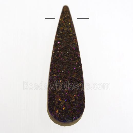 purple druzy quartz pendant, teardrop