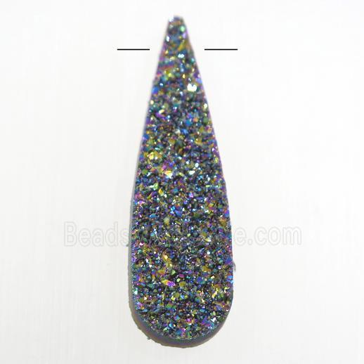 rainbow druzy quartz pendant, teardrop