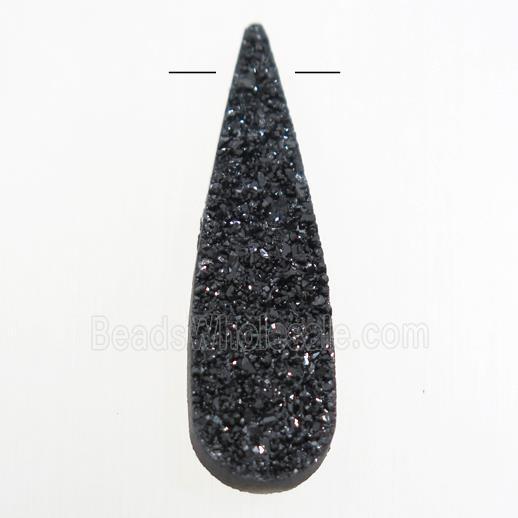 black druzy quartz pendant, teardrop