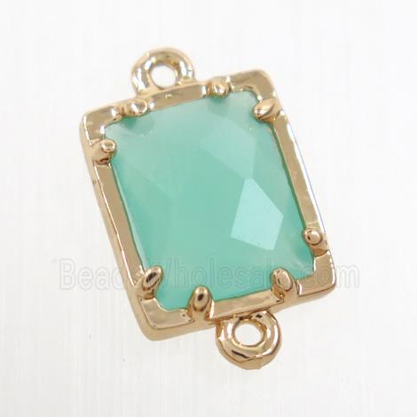green glass connector, rectangle, gold plated