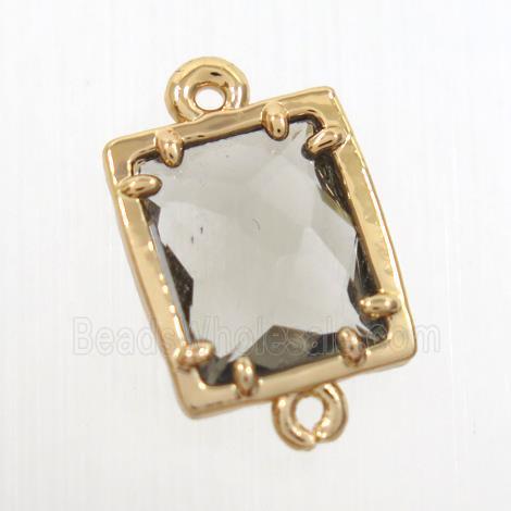 smoky glass connector, rectangle, gold plated