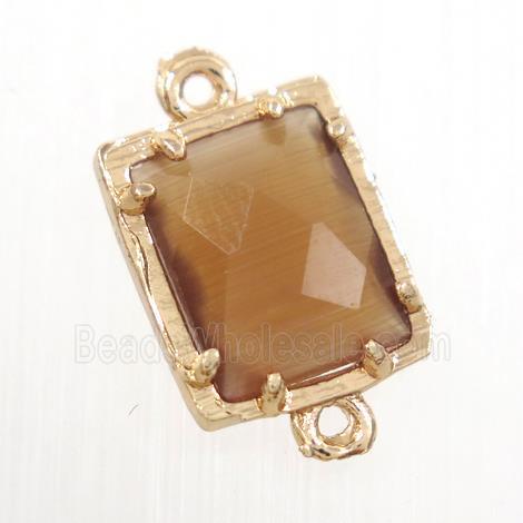 coffee crystal glass connector, rectangle, gold plated