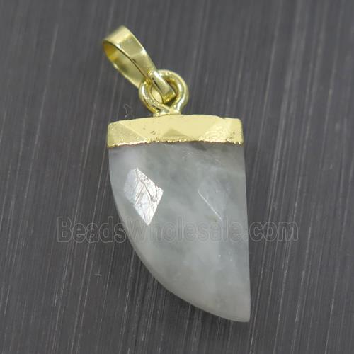 white moonstone horn pendant, gold plated