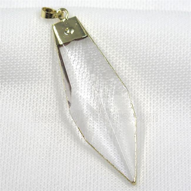 Glass crystal leaf pendants, gold plated