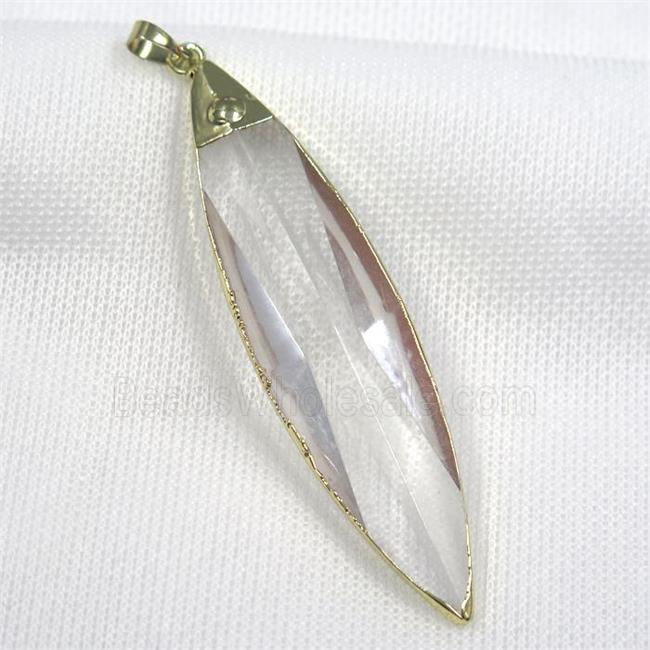 Glass crystal leaf pendants, gold plated