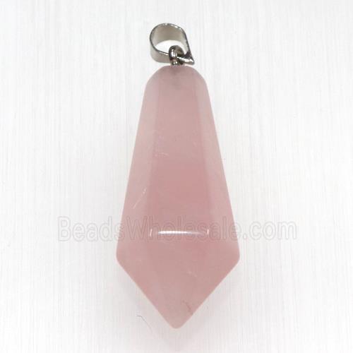 rose quartz pendants, faceted teardrop