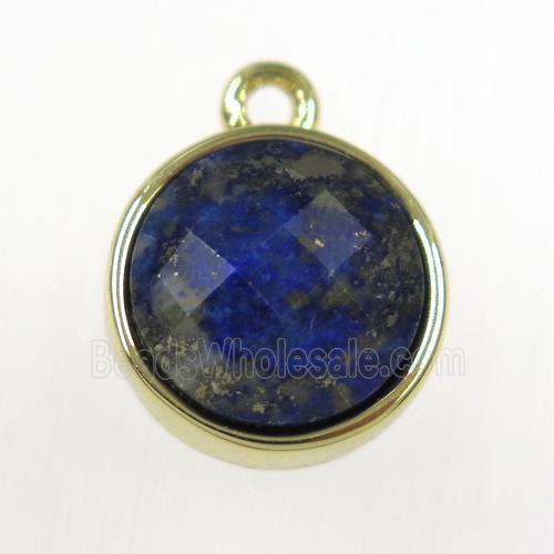 blue Lapis Lazuli circle pendant, gold plated