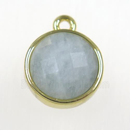 Aquamarine circle pendant, gold plated