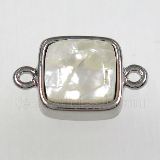 Paua Abalone shell connector, platinum plated