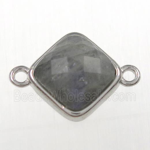 Labradorite connector, platinum plated