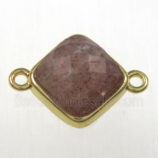 Strawberry Quartz connector, gold plated