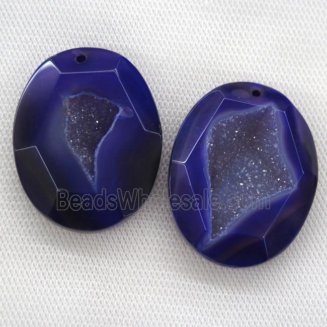 purple druzy agate pendants, faceted freeform