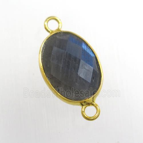 Labradorite connector, oval, gold plated