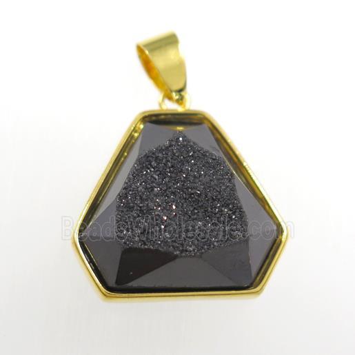 black Druzy Agate triangle pendant