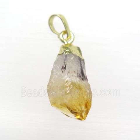 citrin pendants, teardrop, gold plated