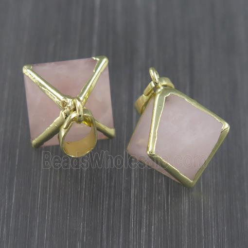 rose quartz pendant, gold plated