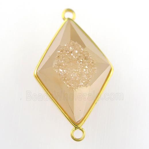 gold champagne Druzy Agate rhombus connector