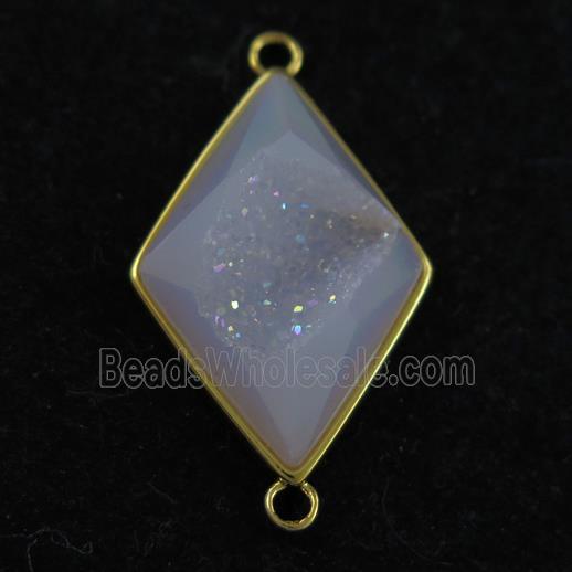 white AB-color Druzy Agate rhombus connector