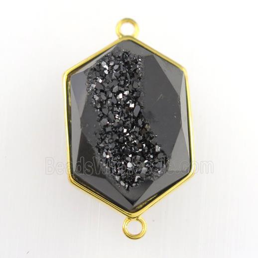 black Druzy Agate polygon connector