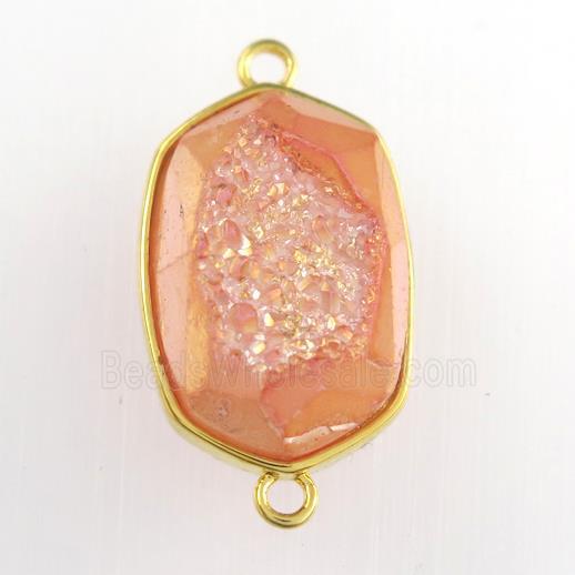 orange Druzy Agate oval connector