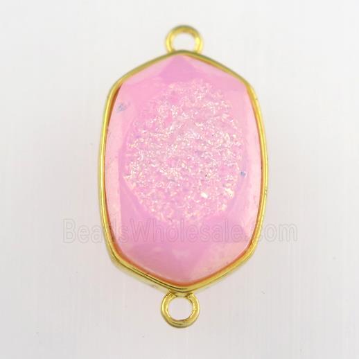 pink Druzy Agate oval connector