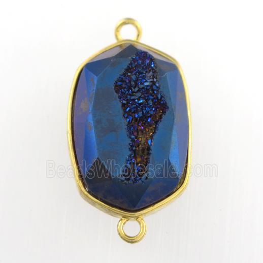 blue Druzy Agate oval connector