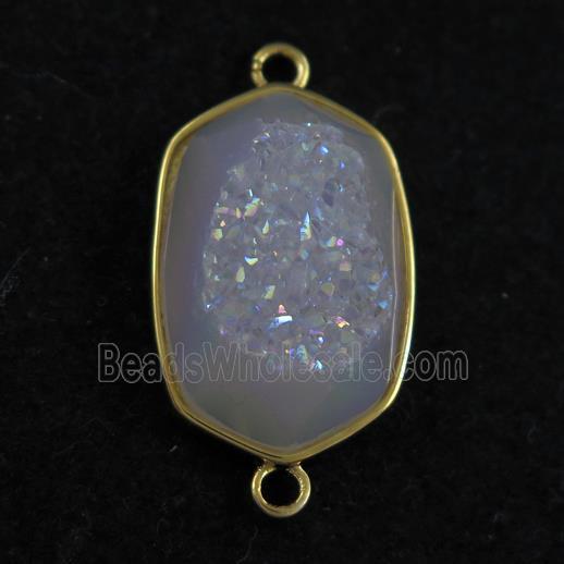 white AB-color Druzy Agate oval connector