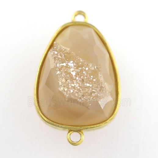 gold champagne Druzy Agate teardrop connector