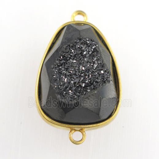 black Druzy Agate teardrop connector