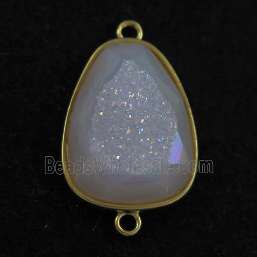white AB-color Druzy Agate teardrop connector