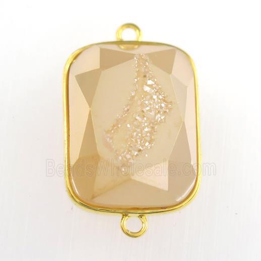 gold champagne Druzy Agate rectangle connector