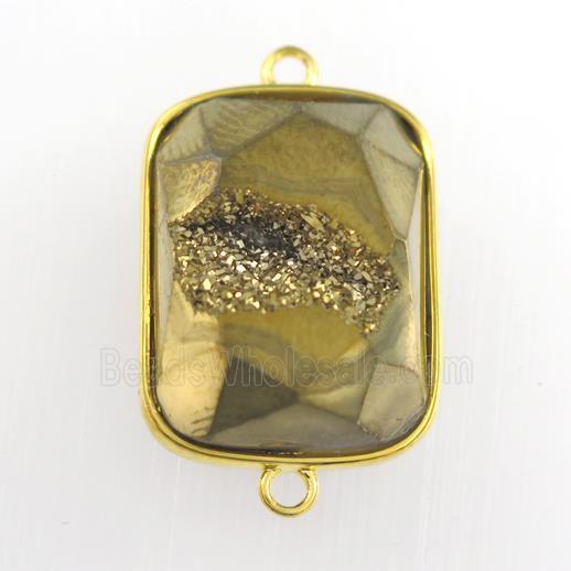 golden Druzy Agate rectangle connector