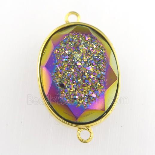 rainbow Druzy Agate oval connector