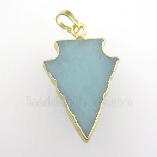 Amazonite pendant, arrowhead, gold plated