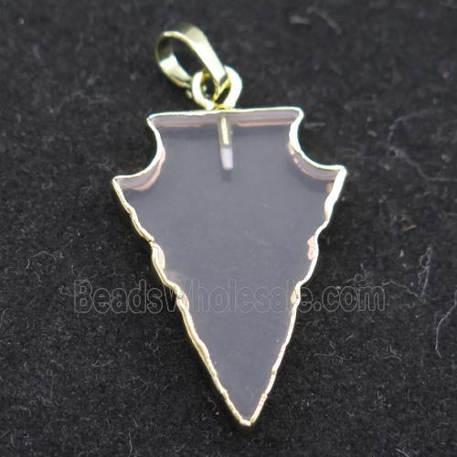 clear Crystal pendant, arrowhead, gold plated