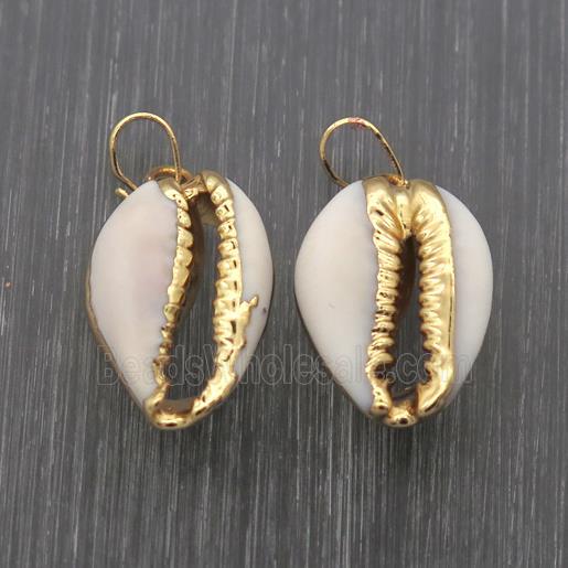 white Conch Shell pendants, gold plated
